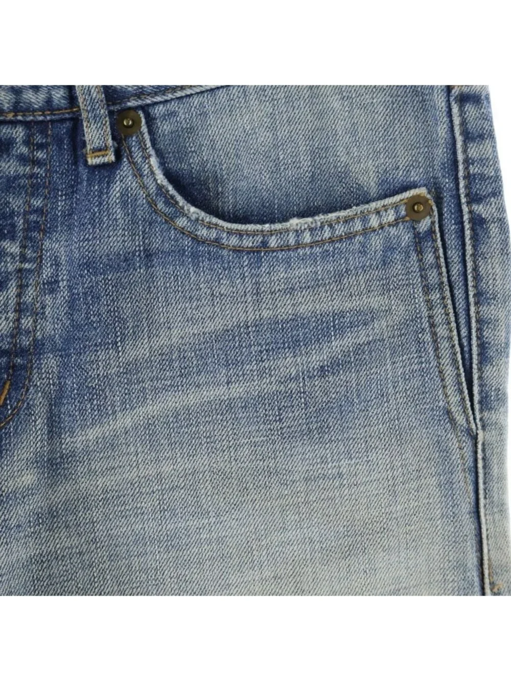 Saint Laurent Paris Destroyed Skinny Denim Pants Indigo Blue 27 Jeans
